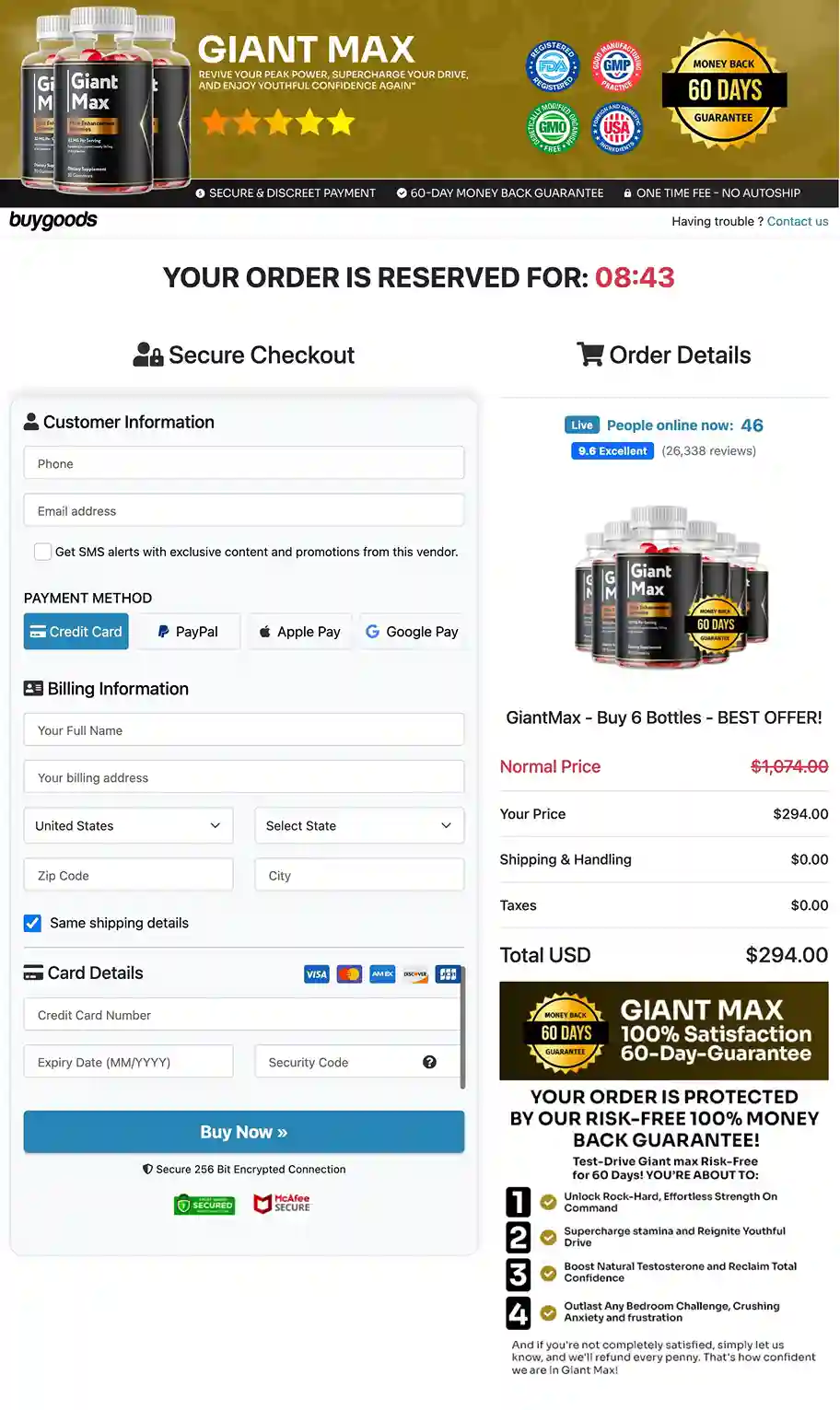 Giant Max Secure Payment — Visa Mastercard USA
